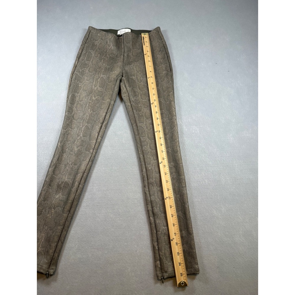 Anthropologie Snakeskin Print High Rise Skinny Ankle Zip Pants Olive Brown 25